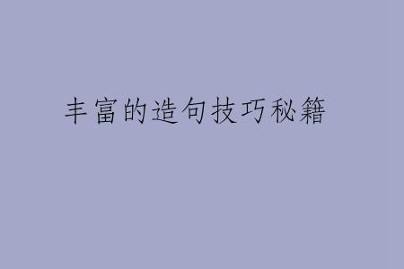 丰富的造句技巧秘籍