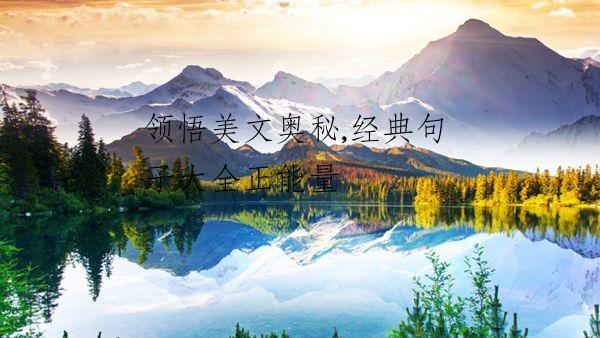 领悟美文奥秘,经典句子大全正能量