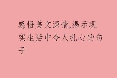 感悟美文深情,揭示现实生活中令人扎心的句子